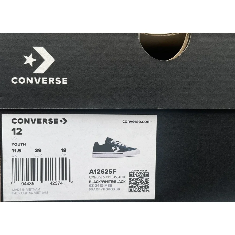 Converse Little Boys Slip-on Skate Sneaker Sz 12 Black-White Canvas Casual Shoes